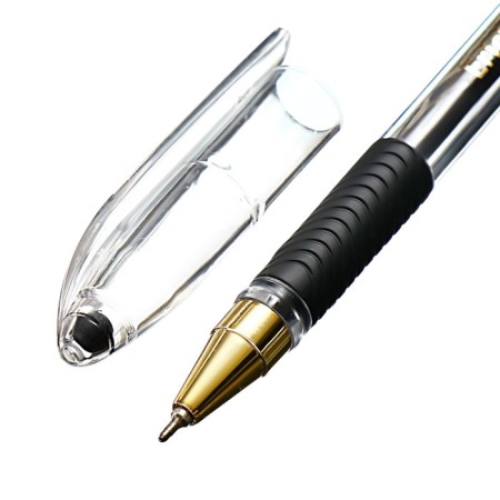 Ballic Handle Erichkrause L-30, Gold Stick & Grip Classic, needle node 0.7 mm, black, rubber holder, super soft letter-3