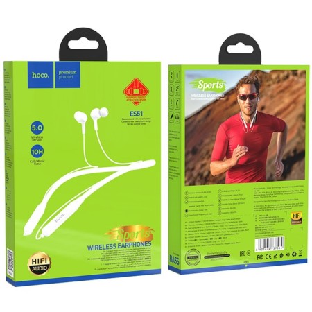 Hoco ES51 headphones, wireless, vacuum, BT5.0, 130 mAh, microphone, white-4
