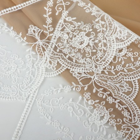 Lace on a grid, 145 mm × 11 ± 1 m, ivory color-1