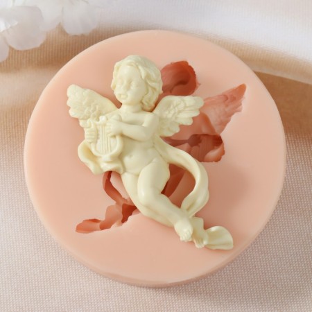 Mold Silicon "Angel with a harp" 8.4x5x1.7 cm