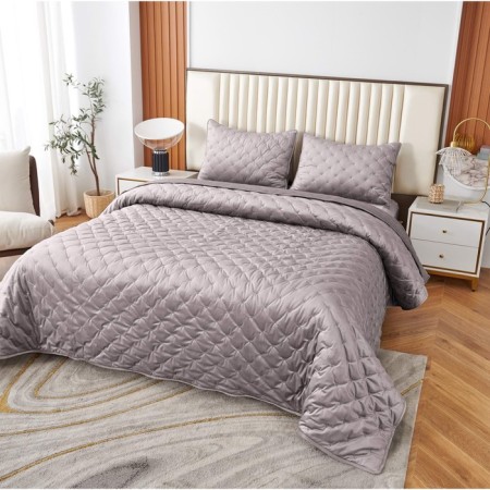 Kit: bedspread, pillowcase, size 240x260 cm, 50x70 cm - 2 pcs, silver color-1