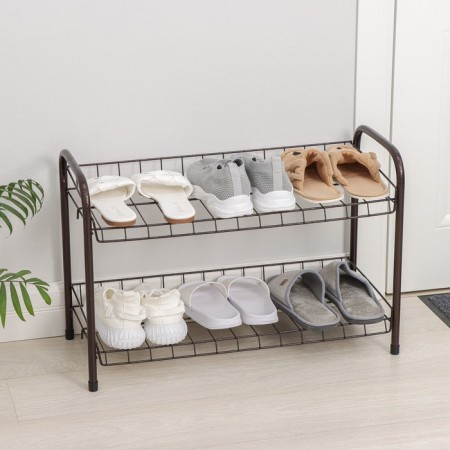 Shoe shelf collapsible, 2 tiers, 68 × 28 × 44 cm, color copper antik