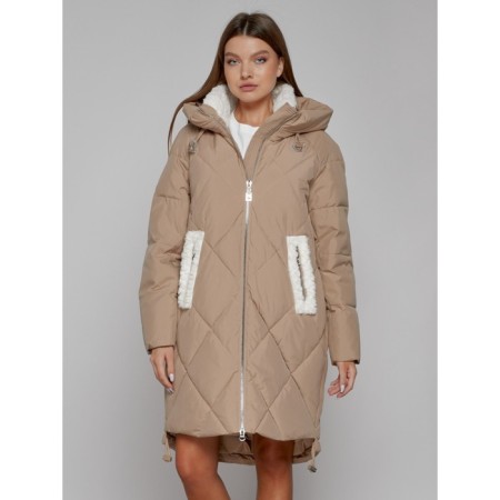 Coat insulated winter female, size 48, color light brown-7