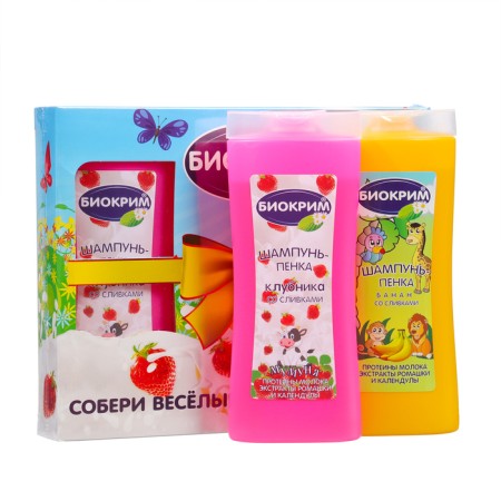 Gift set of children's biochemum with puzzle: shampoo-peen, 250 ml + shampoo-peen, 250 ml