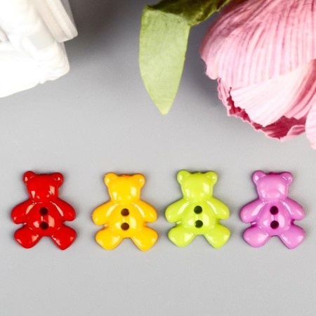 Buttons plastic for creativity 2 punctures "bears" set 36 pcs 1.6x1.9 cm