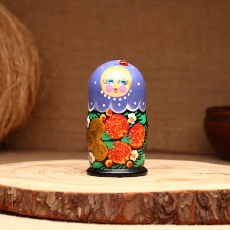 Matryoshka 5-doll "festive purple" with God's cow 10-11 cm-2