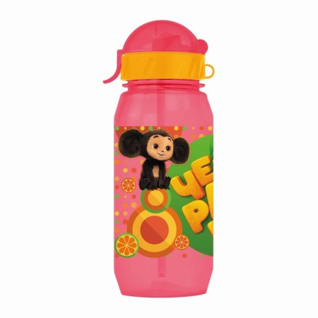 Baby bottle with silicone tube "Cheburashka", 400 ml., With a lace, color and drawing mix-11