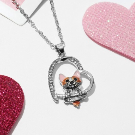 Children's pendant "chosen" puppy Korgi, colored in silver