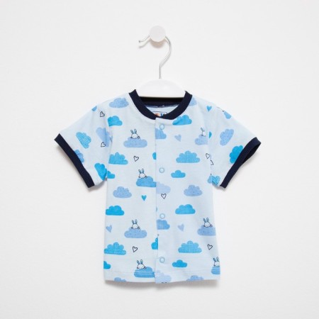 Baby blouse, blue/bunnies, height 74