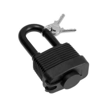 Lockland hinged castle, 50 mm, moisture -proof, long handle, 2 keys, black color