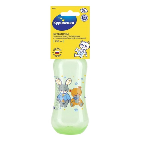 A bottle of feeding "My Farm", fitted, with silicone nipple, 250 ml, from 0 months, Mix color-2
