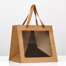 Crafts with a square bottom and window 30 x 30 x 30 cm Kraft, 1pc