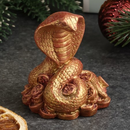 Figure "Snake of Cobra on Money" burgundy with gilding, 8x5x5cm