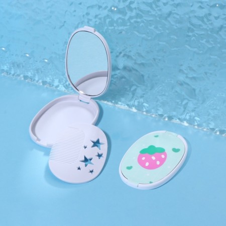 Folding mirror "strawberries", with a comb, 6.5 × 9.5 cm-2
