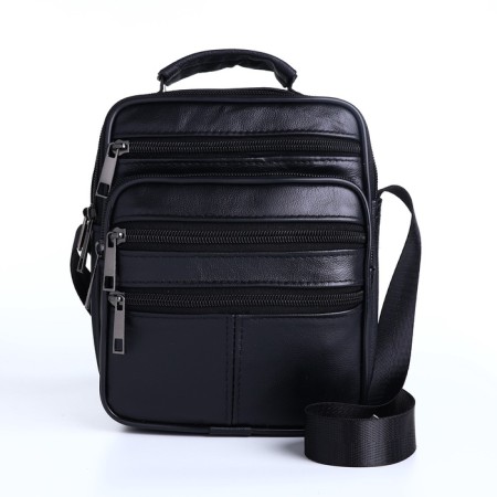 Male bag on lightning, long belt, black color-1