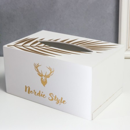MDF box for napkins "Golden Deer" white 10x13x20 cm-3