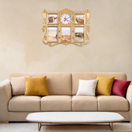 Wall clock, series: photo frames, "family", discrete move, 48 x 38 cm, dial 12 cm-5