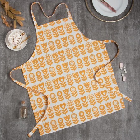 Apron Ethel Yellow Garden 60x70cm, 100% cotton, sarzha 190 g/m2