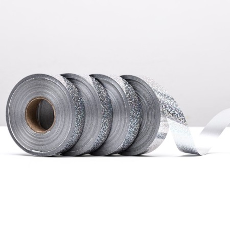 Holographic tape for decor and gifts, silver, 2 cm x 50 m-1
