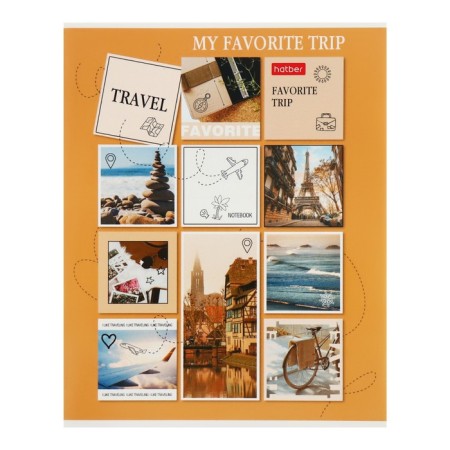 Notebook 80 sheets, ruler, "Travel", covered Cardboard, OFSET block 65g/m2, mix-2