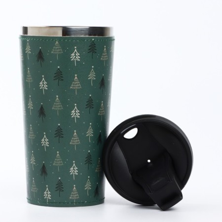 New Year. Thermost man in the leatherette "Christmas trees", 450 ml-1