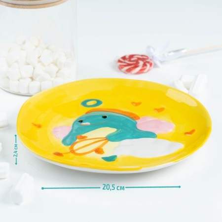 Ceramic plate "Cupid Dino", d = 20.5 cm, yellow color-5