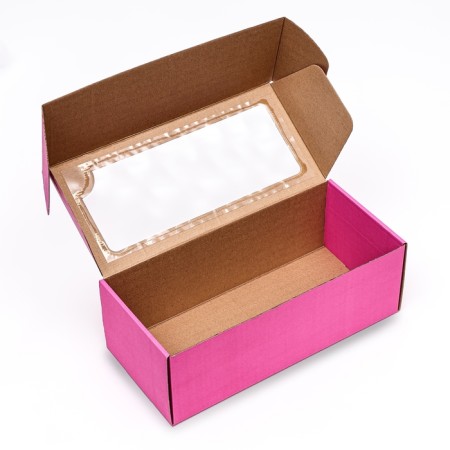 The box is self -assembly, with a window, pink, 16 x 35 x 12 cm.-3