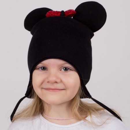 Cap with ties, black color/bow, size 42-46-1