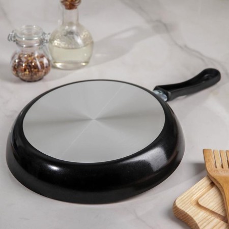 Pan PROMO, D = 24 cm, glass cover, plastic handle, anti -stick coating, black color-2