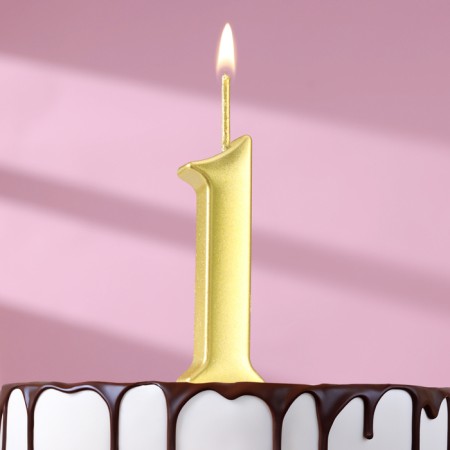 Candle in the cake number "1", 5.3 cm, gold