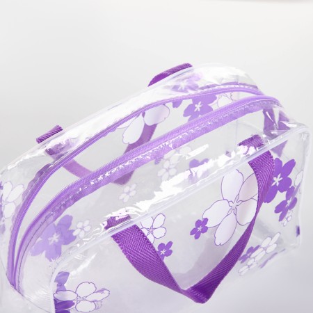 Cosmetic bag with zipper, purple color-3