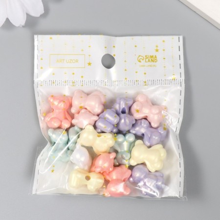 Beads for creativity plastic "Teddy bear. Puruminal shine" set of 20 g 1.8x1.5x1 cm-3