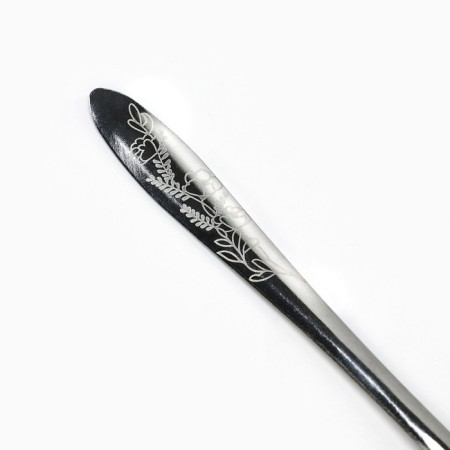 A teaspoon spoon with the application "Flowers", 13.5 cm-2