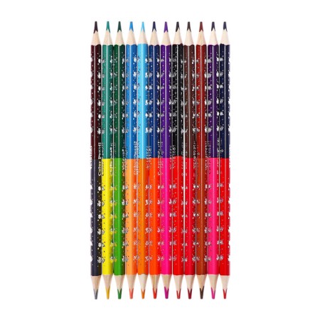 Pencils 12 pieces/24 colors, in a cardboard box, hexagonal, wooden, shark-2