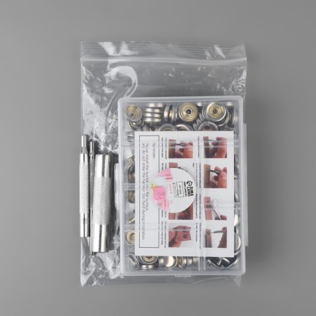 Installation buttons, delta, d = 15 mm, 40 pcs, with the installer, in the organizer, 11.8 × 8.1 × 2.3 cm, silver color-5