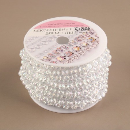 Beads on threads, with holography, round, 6 mm, 9 ± 1 m, transparent color-2