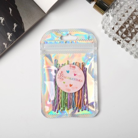 Invisible hair "Classic Lux" (set 24 pcs) 5 cm, bright mix