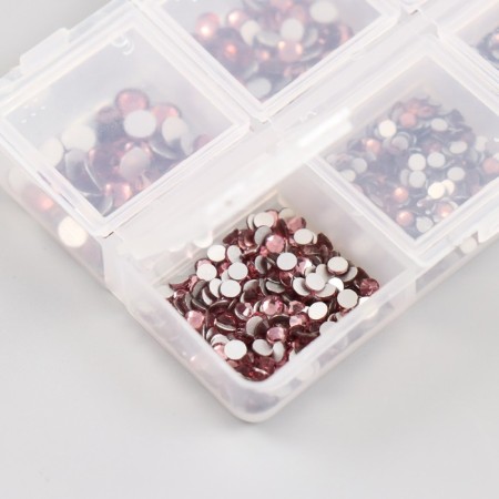 Decor for creativity Glass "Rhinestones. Dark pink" d = 2-4.8 mm nr 1188 pcs 6x8x1.5 cm-3