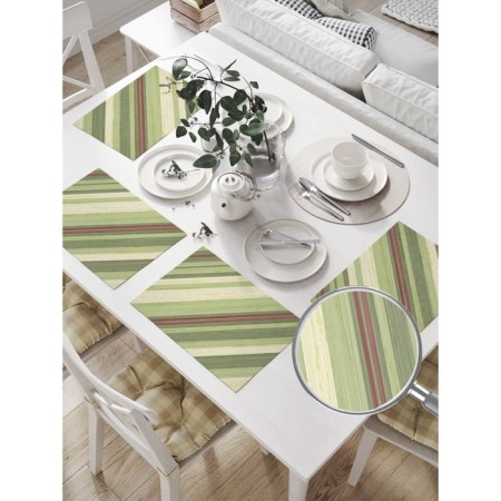 Set of napkins for setting the table "Olive stripes", rectangular, size 32x46 cm, 4 pcs-1