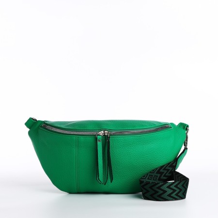 Bag Cross-Bodi with a zipper, green color