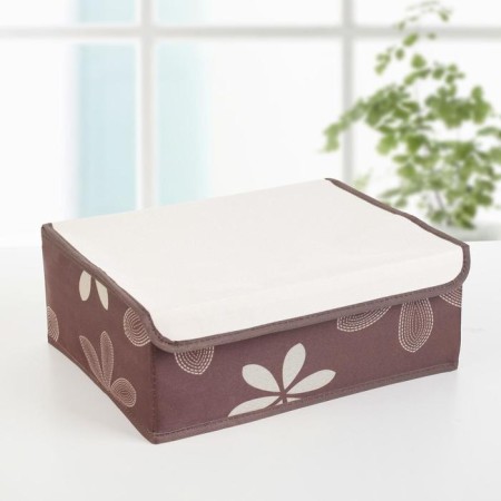 A set of organizers for storing linen with a leaf lid, 3 pcs, 32 × 24 × 12 cm, brown color-3