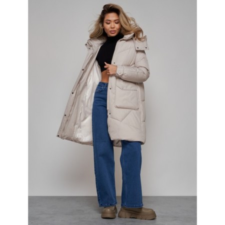 Coat insulated winter female, size 46, color light gray-18