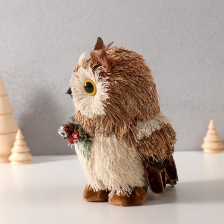 Decor "Owl with a bump and a spruce twig on the chest" 17.5x11.5x12 cm-3