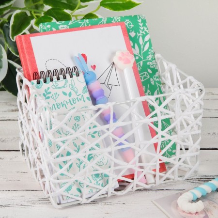 Storage basket wicker handmade shade "Web", 19 × 15 × 12 cm, white color-2