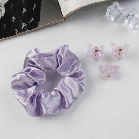 Hair set "Jesse" (elastic band 7 cm, 3 crab 2 cm) lilac-2