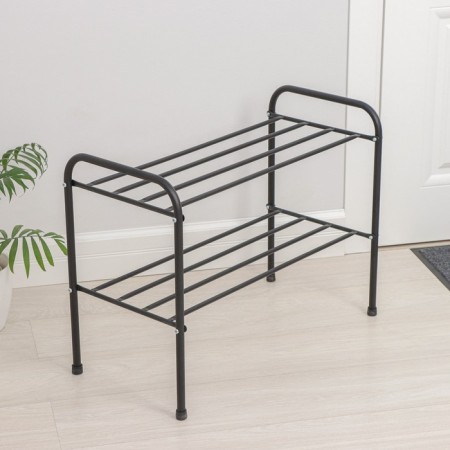 Shoe stand, 2 tiers, 65 × 32 × 48.5 cm, black color-2
