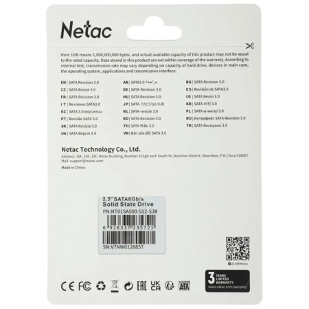 SSD NETAC 2.5 "SA500 512 GB SATA III NT01SA500-512-S3X-4