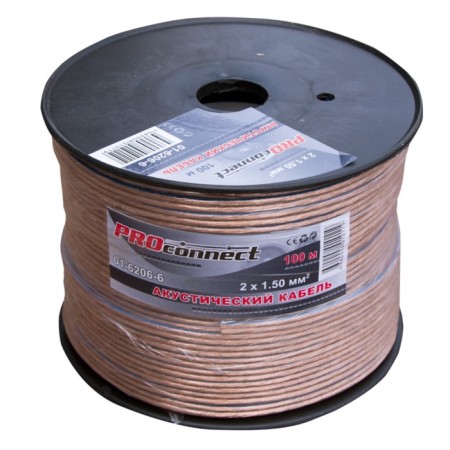 Acoustic cable ProConnect Blueline, 2 x 1.50 mm2, transparent, bay 100 m