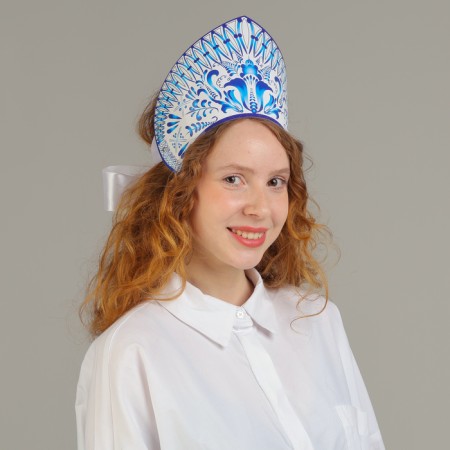 Kokoshnik10 "Blue patterns on white" cardboard, laminate-1