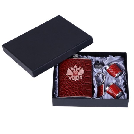 Gift set 7 in 1 "two -headed eagle": a flask 270 ml + 4 glasses, funnel, keychain